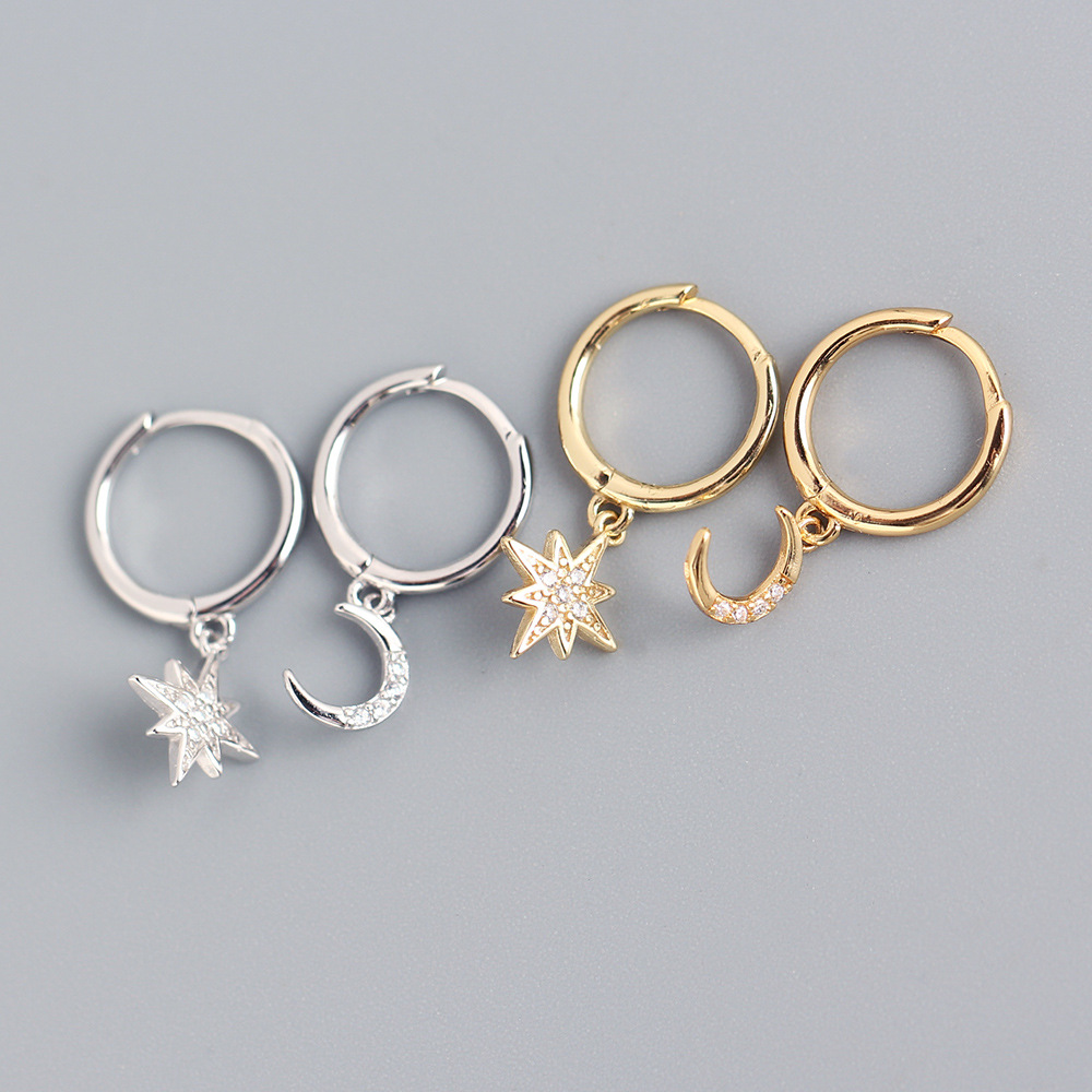 Style Simple Star Argent Sterling Incruster Strass Boucles D'oreilles 1 Paire display picture 1