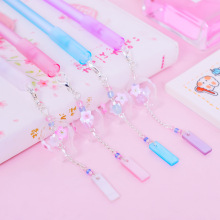 创意小清新少女粉色吊坠笔可爱卡通中性笔风铃挂件签字笔学生文具