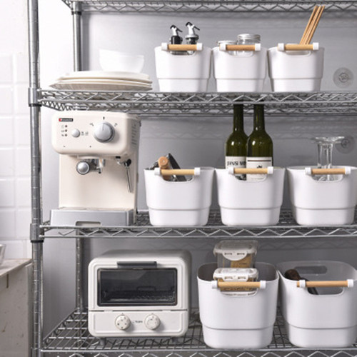 Storage Storage Box with Handle Organizing Box Storage Basket Bathroom Kitchen Organize Bathroom Plastic Box Desktop Basket 