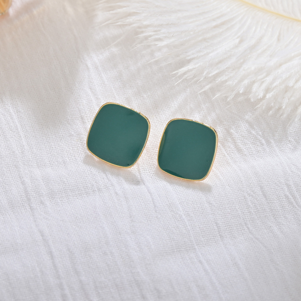 Wine Red Square High-grade Commuting Earrings New S925 Silver Needle Oil Drop Earrings Wholesale Nihaojewelry display picture 5