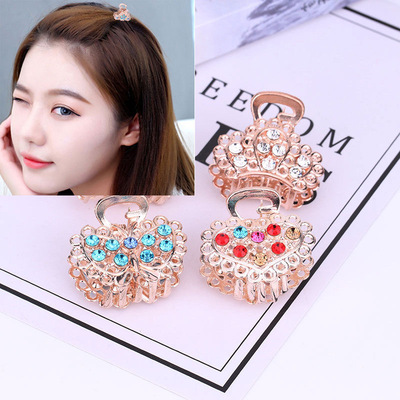 Hair clip hairpin for women girls hair accessories Alloy inlaid water drill small grab clip girl clip Butterfly Hair grab bangs clip floor stand