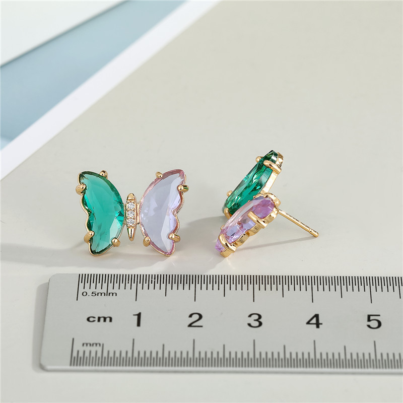 Hit Color Crystal Butterfly Earrings display picture 2