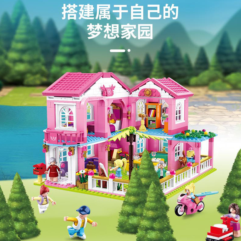 Small Luban 0721 Dolphin Bay Garden villa grain Building blocks girl Assemble Architecture scene Building blocks Toys