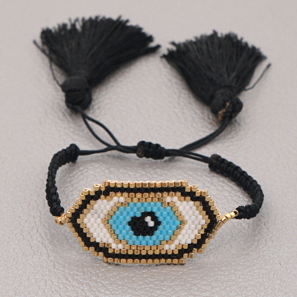 Fashion Ethnic Style Antique Rice Beads Hand-woven Demon Eye Bracelet For Women display picture 15