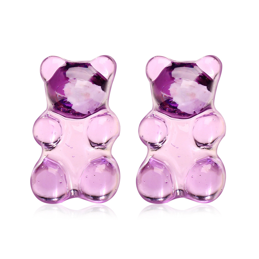 Nuevos Aretes De Color Caramelo De Oso De Gelatina Pendientes De Oso De Dibujos Animados Creativos Coreanos Al Por Mayor Nihaojewelry display picture 6