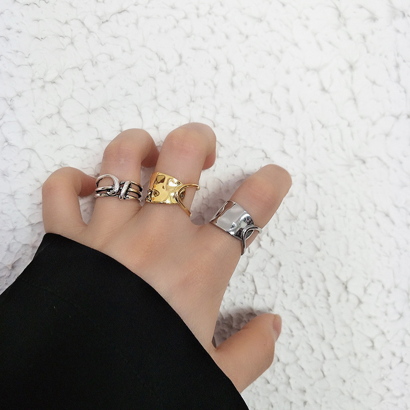 Модное геометричное креативное ретро кольцо, простой и элегантный дизайн, европейский стиль