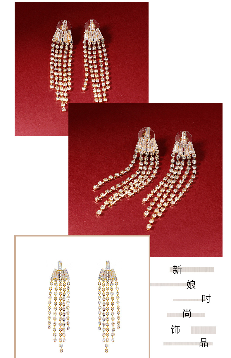 Fashion Zircon Crystal Irregular Trend Earrings For Women Wholesale display picture 2