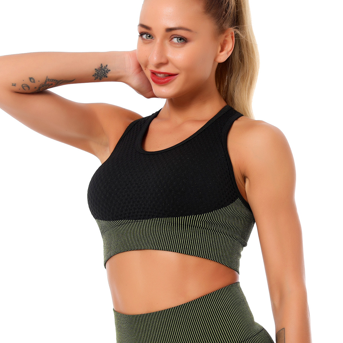 seamless yoga knitted jacquard fitness bra NSLX20244
