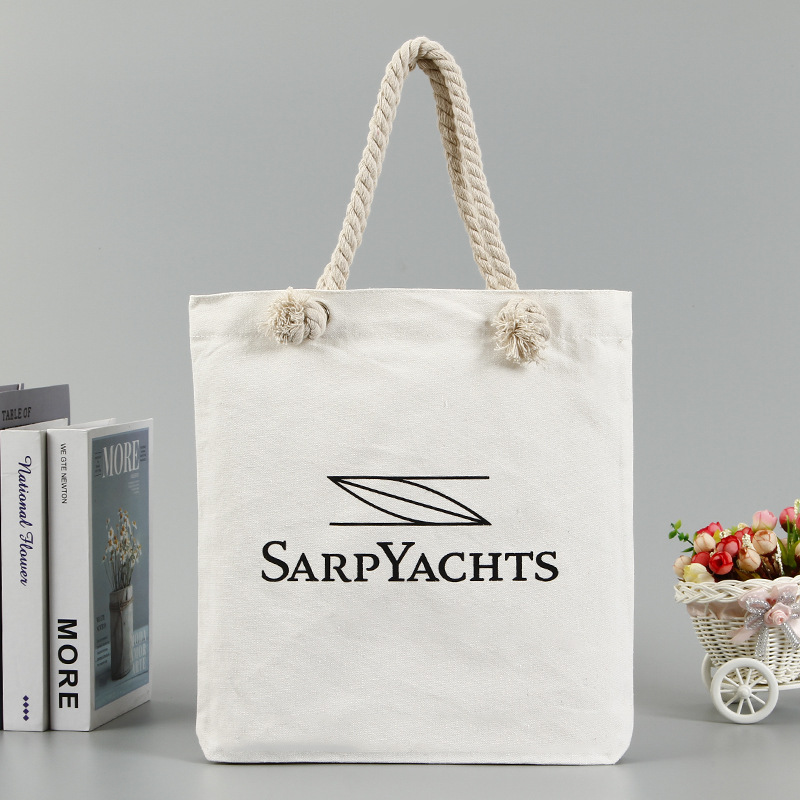 新款文艺购物袋大容量帆布包麻绳手提单肩包简约单肩手提帆布包