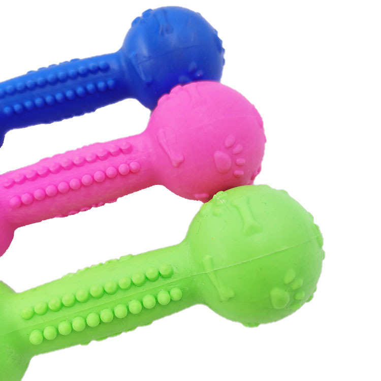 Juguete para mascotas TPR huellas de goma hueso mancuerna molar entrenamiento del perro de juguete suministros para Mascotas Fábrica al por mayor