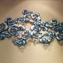 新中式铁艺创意荷花壁挂客厅酒吧餐厅美容院酒店大堂收银台装饰品