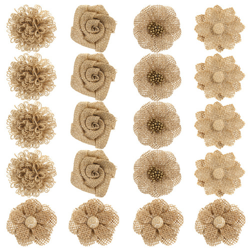 New Gift Packaging Handmade DIY Creative Hemp Craft Flowers Decorative Accessories Clothing Accessories Hemp Fabric Flowers Wholesale