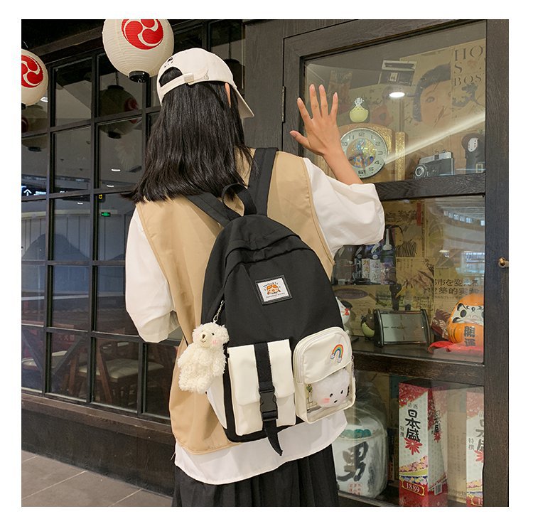 Korean Student Hit Color Backpack Soft School Bag display picture 16