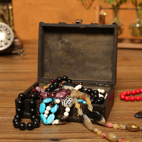 New foreign trade exquisite jewelry storage box debris dust-proof wooden box desktop storage box antique wooden box