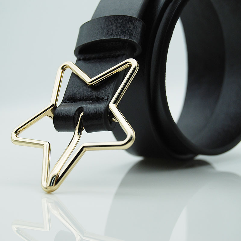 Women's Spot Single Circle Five-Pointed Star Network Red Belt Geometric Metal Buckle Fashion Personality Women's Belt Specification drawing