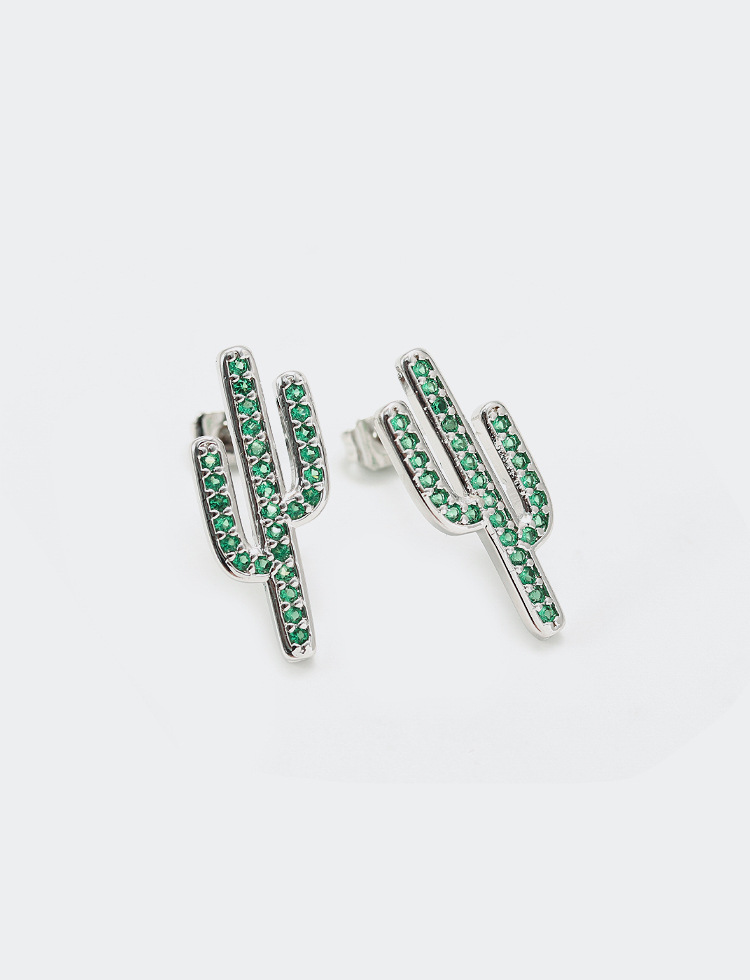 fashion zircon cactus shape earrings wholesalepicture6
