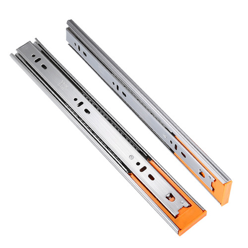 Factory wholesale: Stainless steel three-section slide rails, thickened, quiet, three-fold, soft-close damping guide tracks for wardrobe drawers