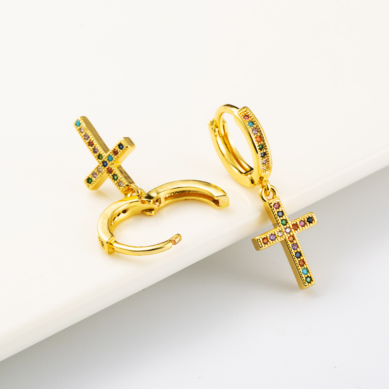 Geometric U-shaped Micro-inlaid Color Zircon Earrings display picture 4