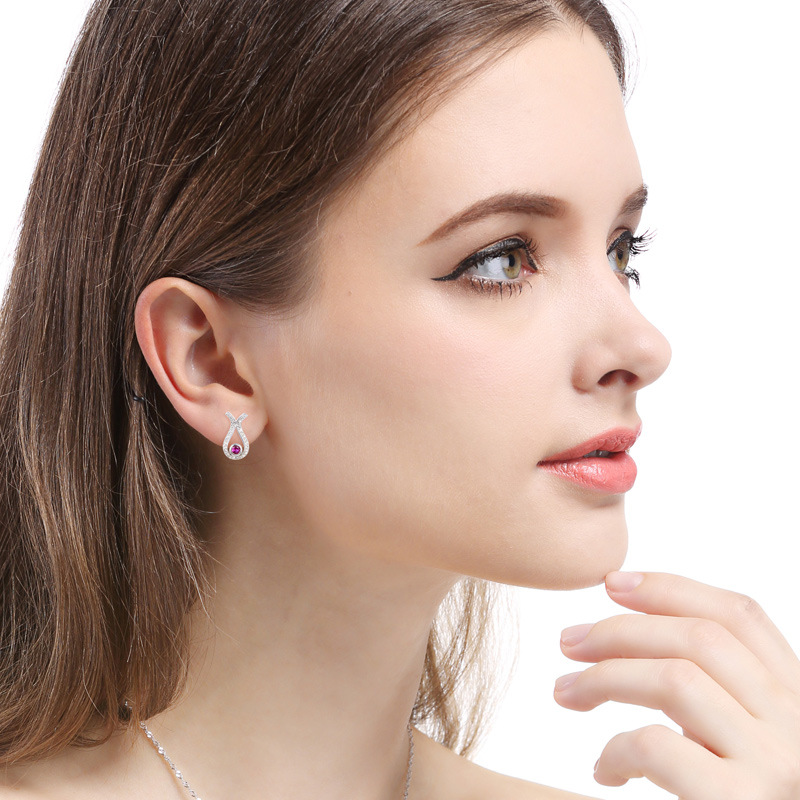 Japonés y coreano s925 pendientes de plata de las mujeres simple nota pendientes de diamantes moda Nueva joyería de cristal fuente de fábrica