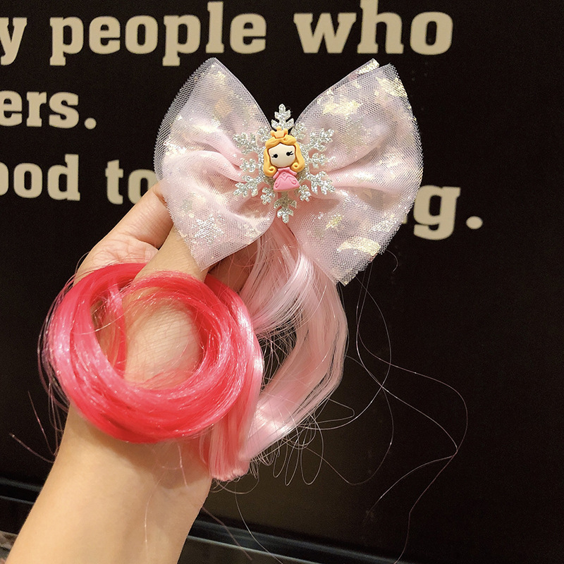 Fashion Gauze Frozen Princess Hairpin Gradient Wig Children's Braided Hairpin Little Girl Hairpin Clip Hair Accessories display picture 7