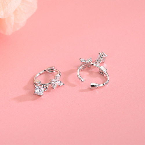 s925 silver Japanese and Korean style diamond zircon butterfly earrings sweet tassel earrings for women dropshipping