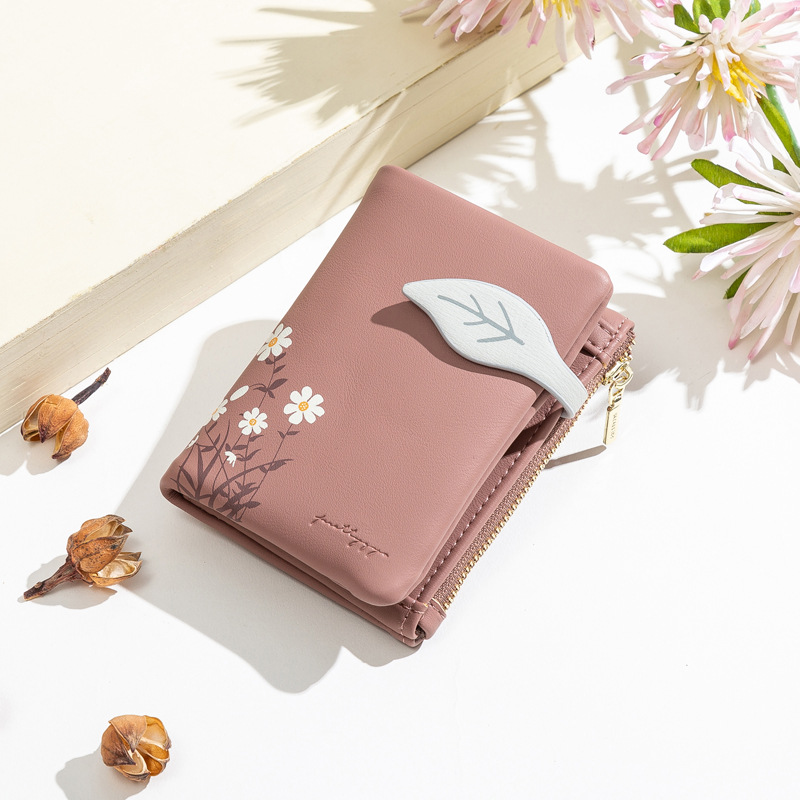 Coin Purse Bags Type Daily Occasion Factory Wholesale  New Ladies' Purse Japanese And Korean Pu Soft Printed Buckle Simple Zipper Coin Purse Card Holder