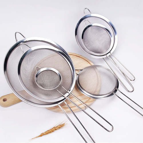 Love full house baking thickened wide edge 30 mesh twill oil grid filter spoon oil fishing stainless steel colander fine mesh mesh drain