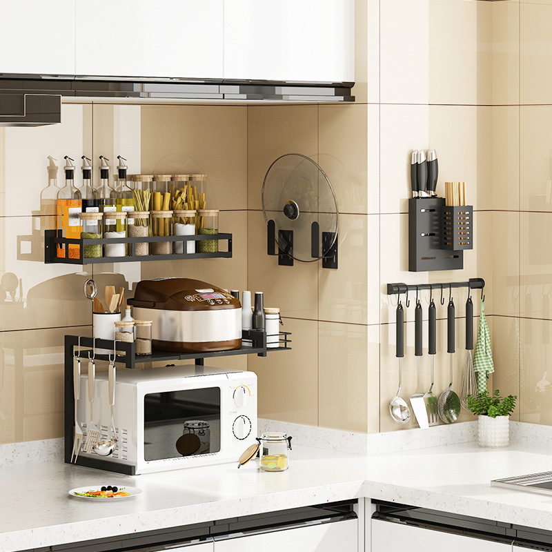 不锈钢厨房置物架菜板案砧板刀架免打孔壁挂式锅盖刀具收纳调料架