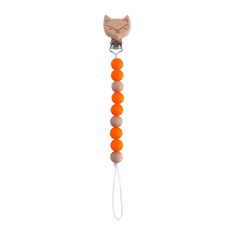 Nueva Beech Fox chupete clip bebé DIY creativo chupete cadena cuentas de silicona de dibujos animados Beech beads Toy teether