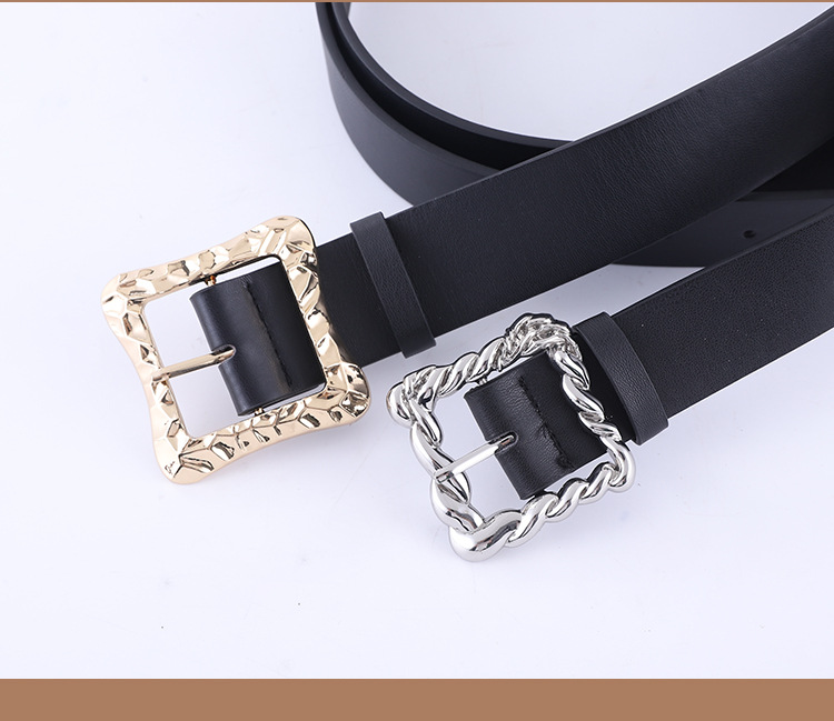 New Fashion Black Wide Belt Retro Combination Gold And Silver Buckle Geometric Square Buckle Concave Belt Wholesale Nihaojewelry display picture 4