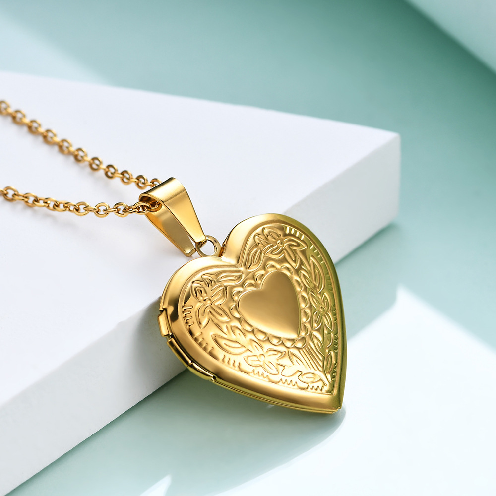Titanium Steel Material Heart Shape Pattern Simple Style Heart Shape Titanium Steel Plating Metal Necklace