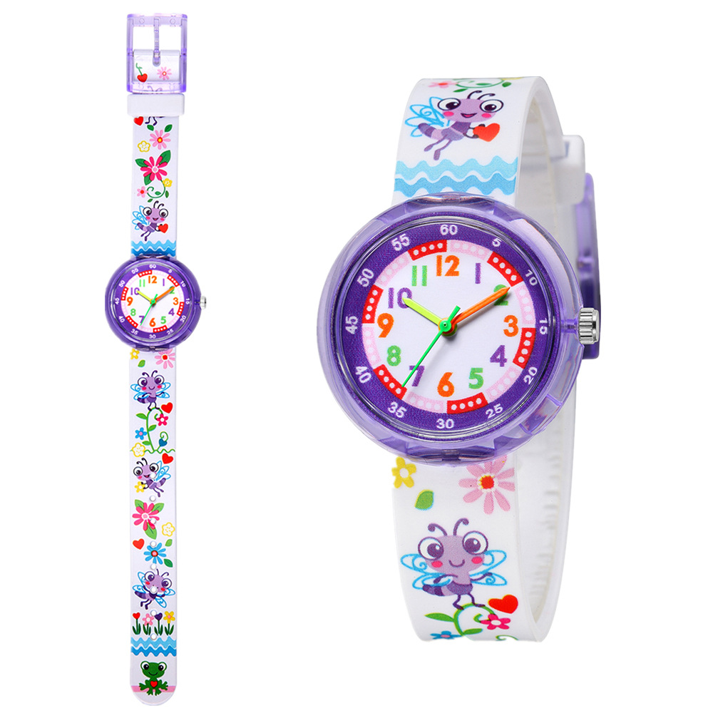 Reloj Para Estudiantes Con Correa Impresa De Color Caramelo Reloj Pequeño Y Lindo Con Correa De Plástico Impreso Reloj Casual display picture 1