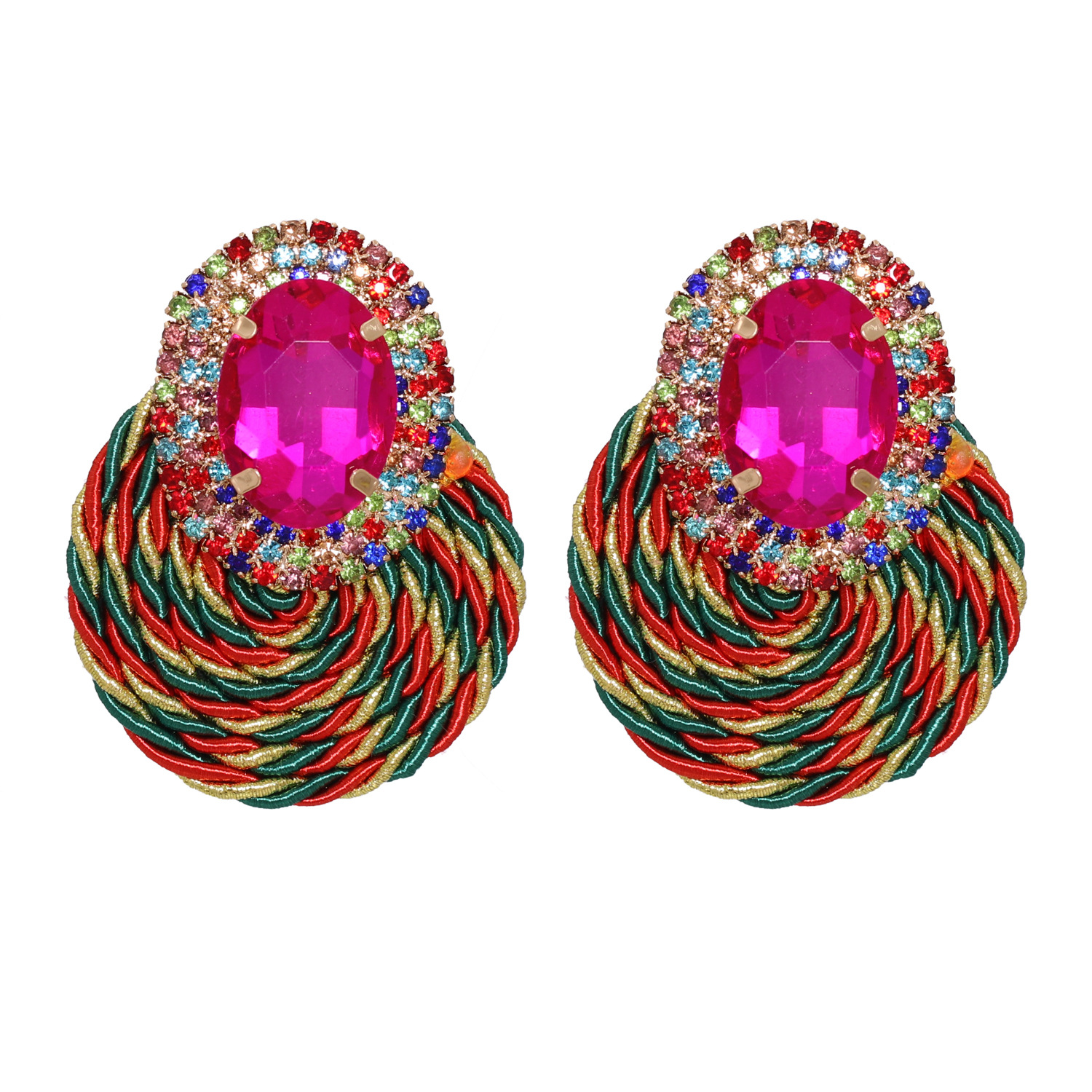 Korean New Fashion Wild Rhinestone Geometric Round Exaggerated Earrings display picture 7