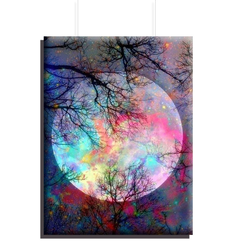Новый DIY diamond painting Лунный пейзаж Полный алмаз круглая насадка Массачер декоративная живопись Производитель Direct Sales
