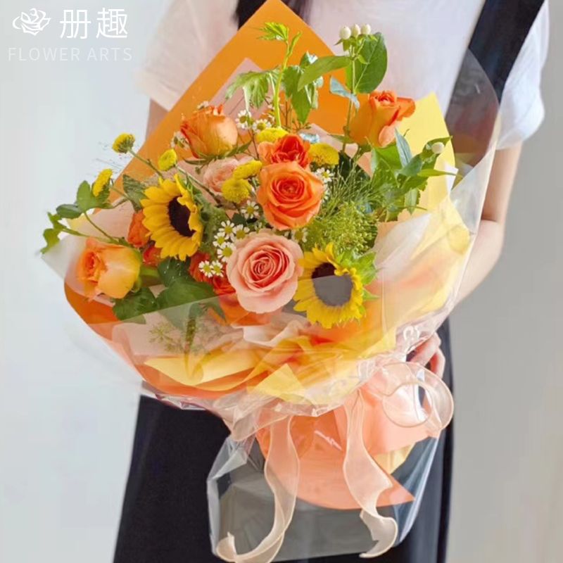 70 # papel plástico transparente tienda de flores suministros de papel impermeable material de embalaje celofán Flor de manzana embalaje al por mayor