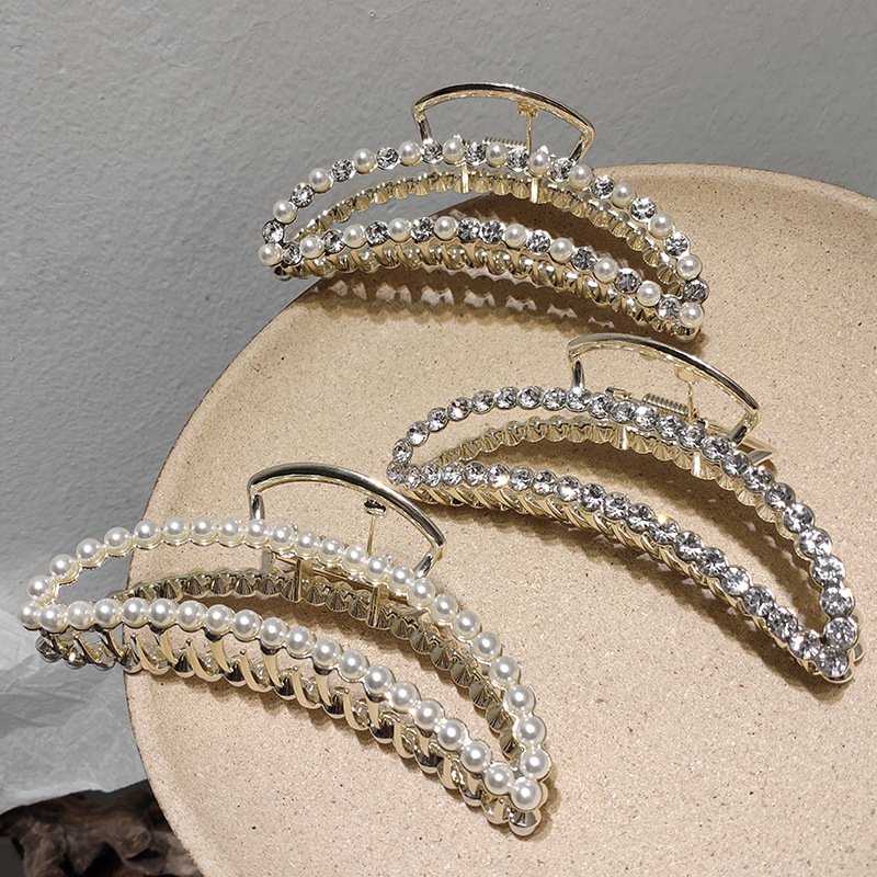 Korea's Alloy Rhinestone Pearl Hair Clip display picture 2