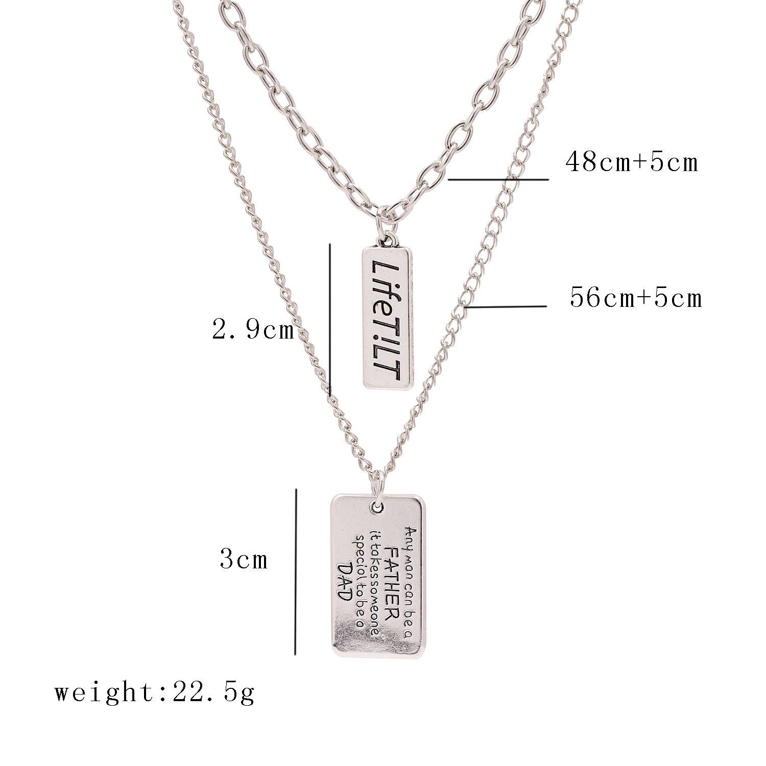 Retro New Alloy Square Brand English Multi-layer Two-piece Necklace Item Hot Wholesale Nihaojewelry display picture 1