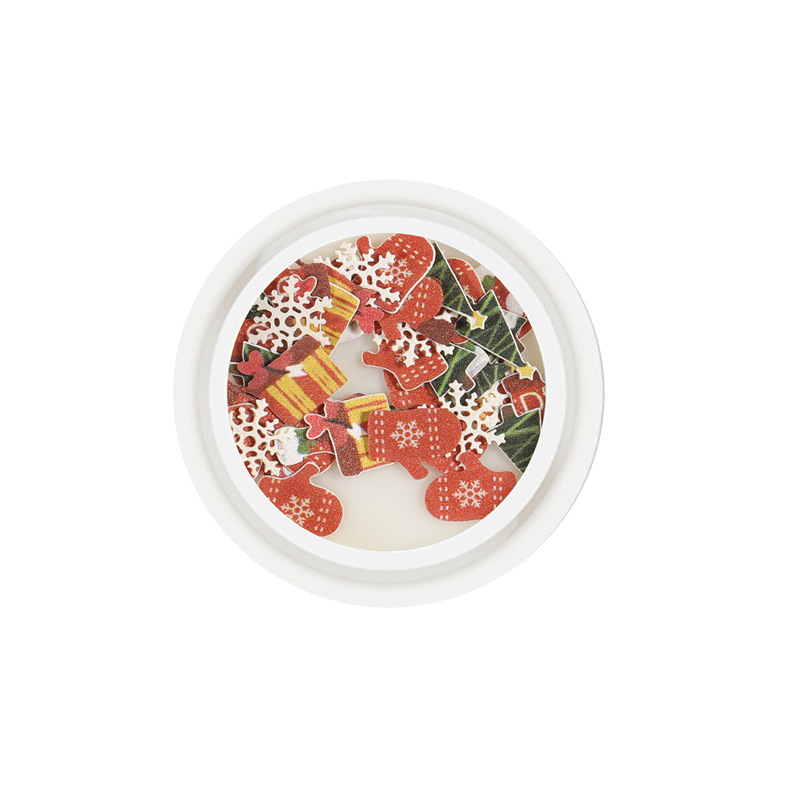 Nueva manicura transfronteriza de Halloween de pulpa de madera de Navidad rebanada Santa Claus copo de nieve de calabaza fantasma manicura