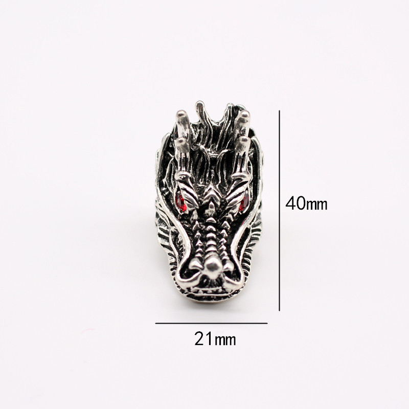 European Cross-border Sold Jewelry Men's Trendy Retro Exaggerated And Personalized Jacinth Faucet Big Ring Animal Ring display picture 2