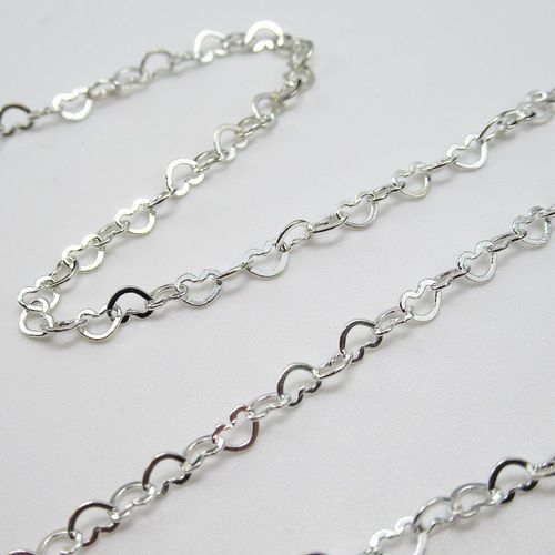 S925 sterling silver thin chain handmade loose chain can be used as an extension chain heart-shaped love semi-finished bracelet sweater chain special chain