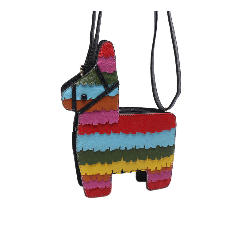 Hot Selling Fashion New Creative Hit Color Cute Cartoon Rainbow Color Stitching Pu Pony Crossbody Bag Shoulder Bag Nihaojewelry Wholesale display picture 81