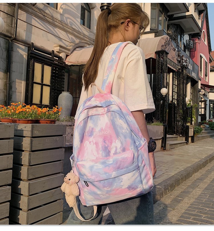 Mochila Escolar Nueva Moda Coreana Color Degradado Tie-dye Girl Estudiante Mochila Escolar Venta Al Por Mayor Nihaojewelry display picture 43