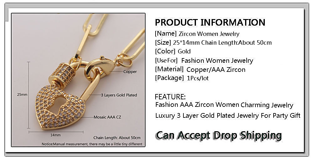 25g Weight Electroplating Gold Plating Process Wholesale Jewelry IG Style Heart Shape Copper Zircon Pendant Necklace
