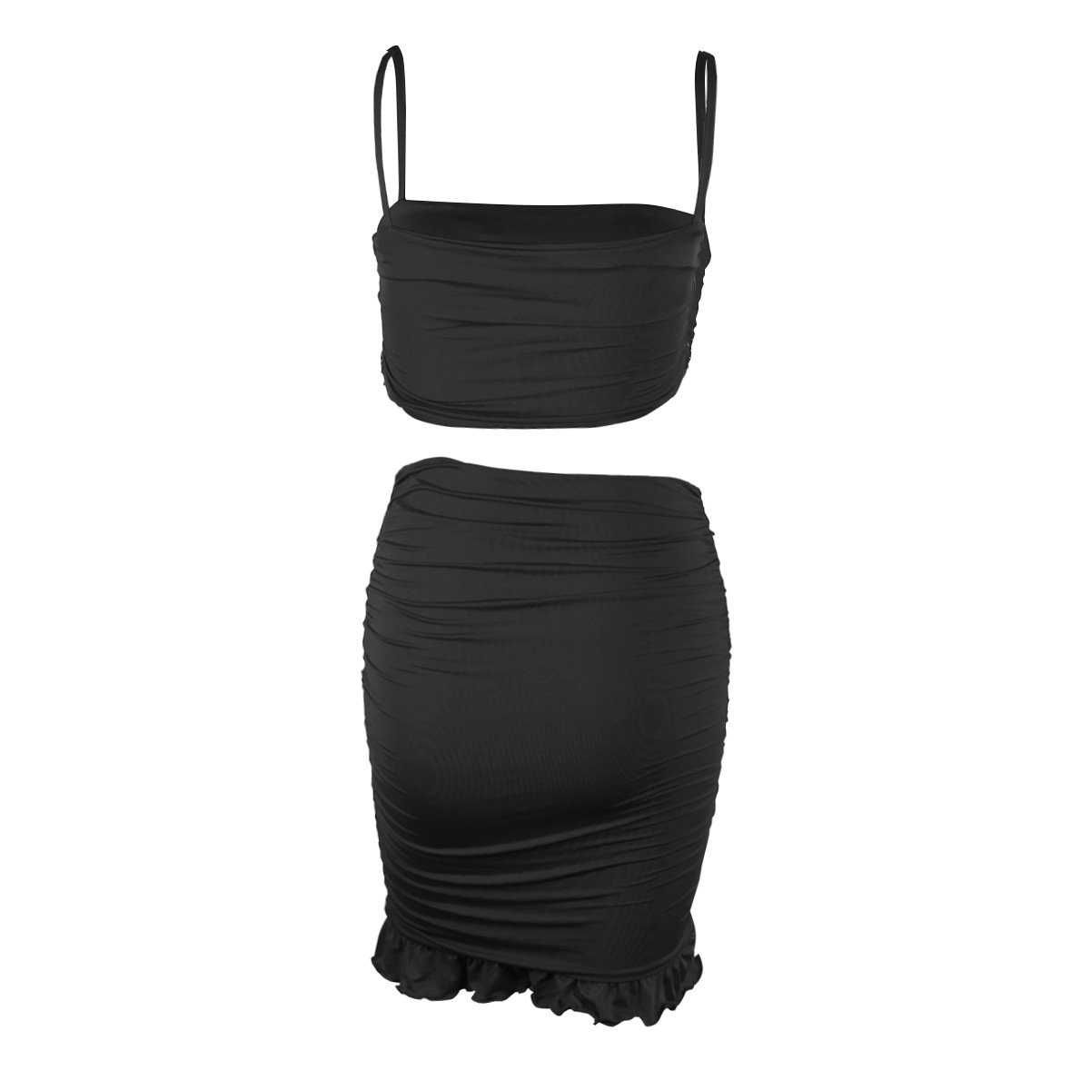 Sexy Camisole Pleated Ruffled Skirt 2 Piece Set NSZY17787