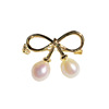 Bracelet handmade, pin lapel pin from pearl, brooch with bow, Korean style