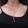 Accessory, fashionable chain with tassels heart-shaped, universal necklace, European style