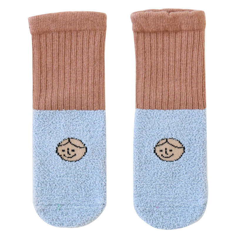 20 winter new pattern Coral baby Socks Color matching baby Medium hose non-slip Dispensing floor Toddler socks