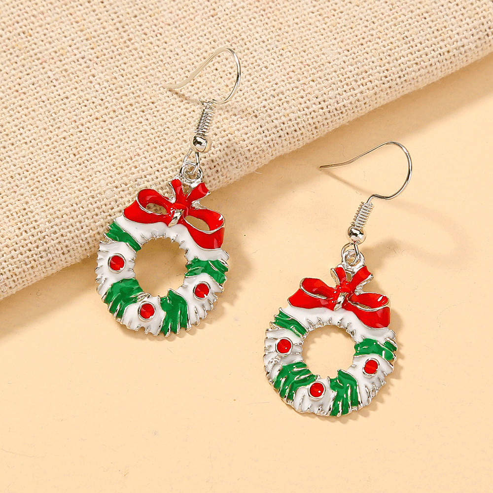 Nihaojewelry Wholesale Jewelry New Christmas Pattern Bow Copper Long Earrings display picture 1