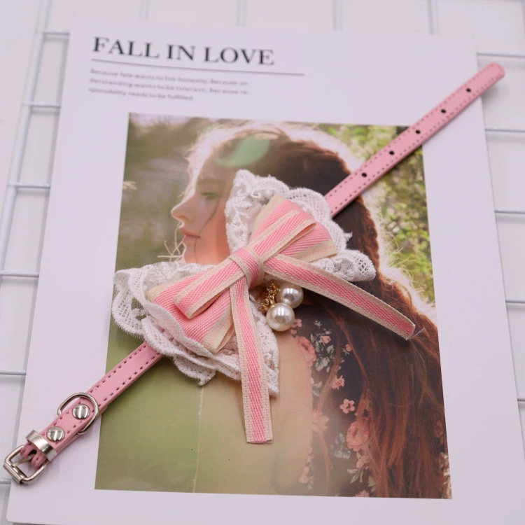 Джинсовый кружевной ошейник для домашних животных в Корейском стиле, колокольчик, галстук-бабочка, кошка, собака, универсальная принцесса