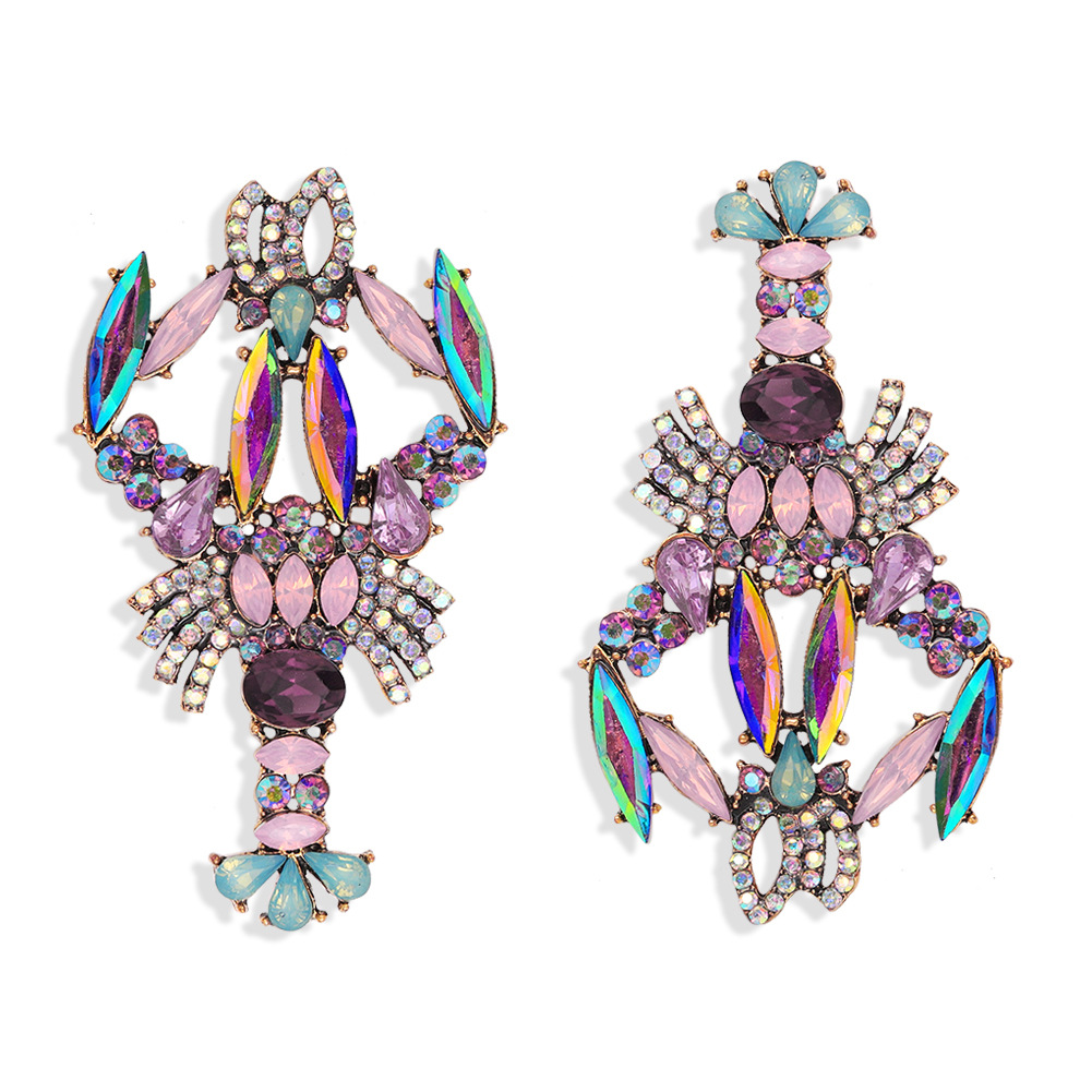 Fashion Exaggerated Personality Color Diamond Crayfish Earrings Niche Design Fashion Cute Fashion Earrings Wholesale Nihaojewelry display picture 14